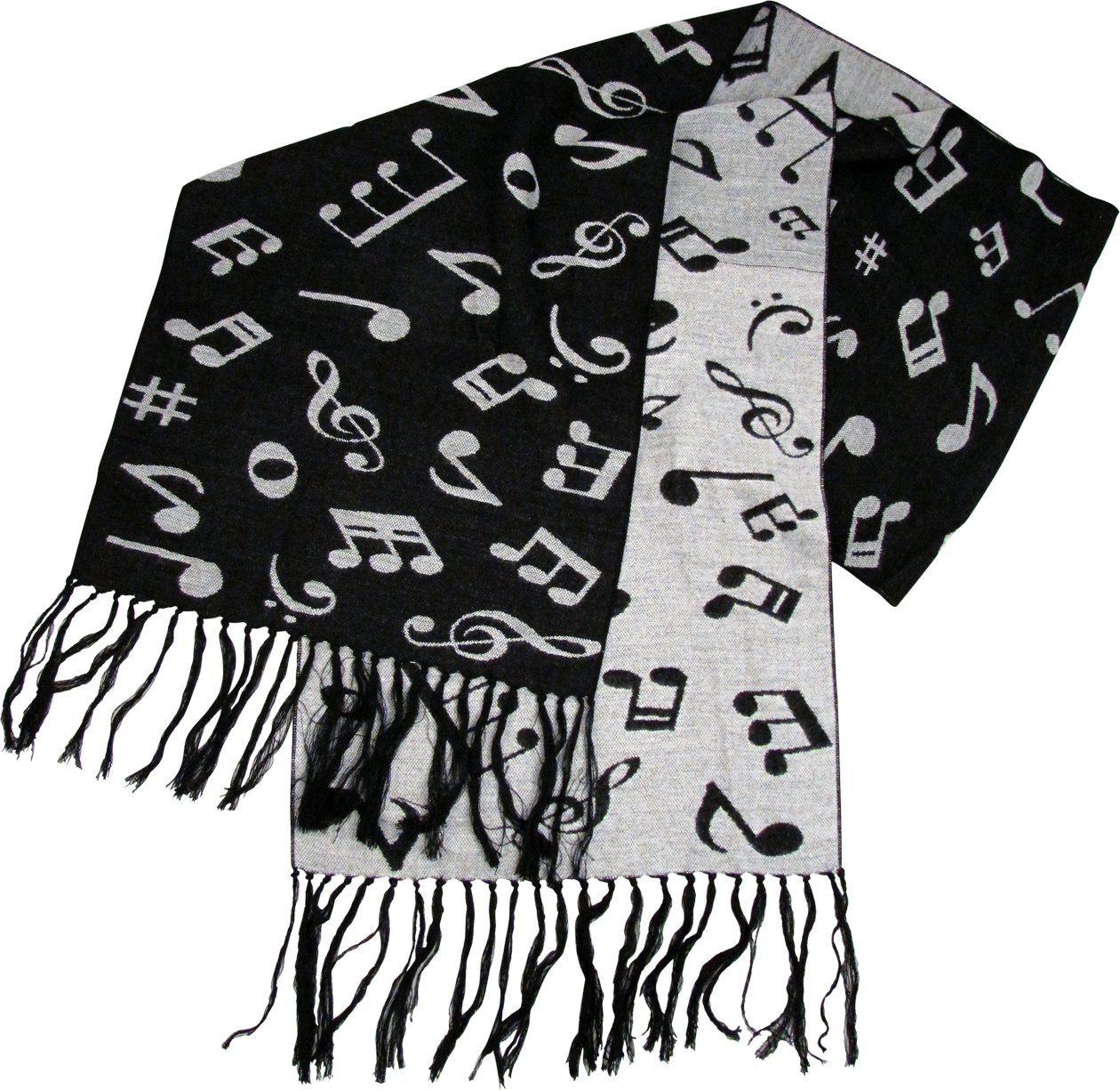 Black And White Music Note Scarf - Music Notes Winter Scarf (1260x1226), Png Download