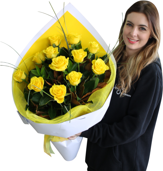 Yellow Rose Bouquet - Bouquet (580x600), Png Download