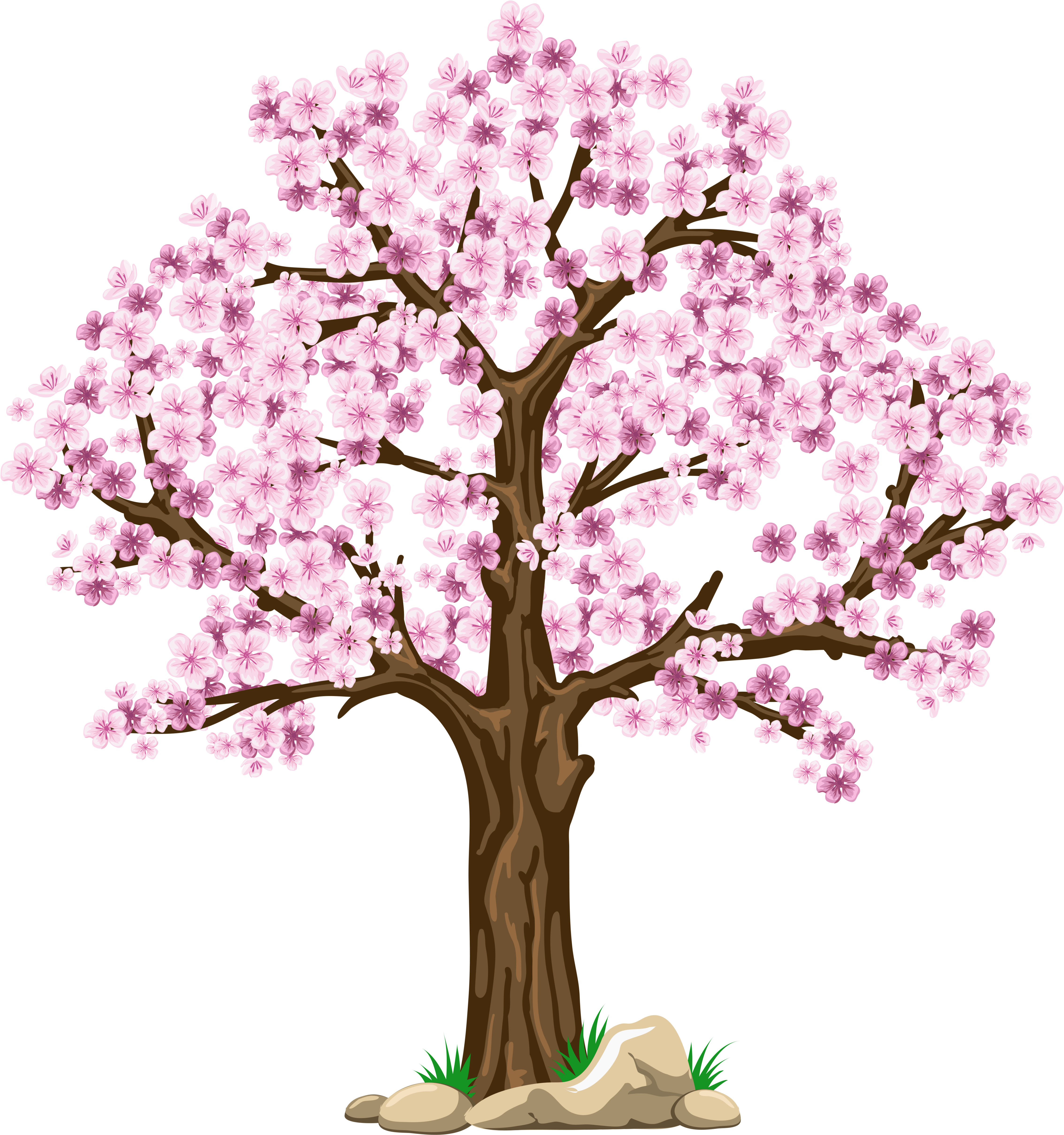 Download Images Cherry Blossom Clip Art Digital Pink Tree Clipart - Four Se...