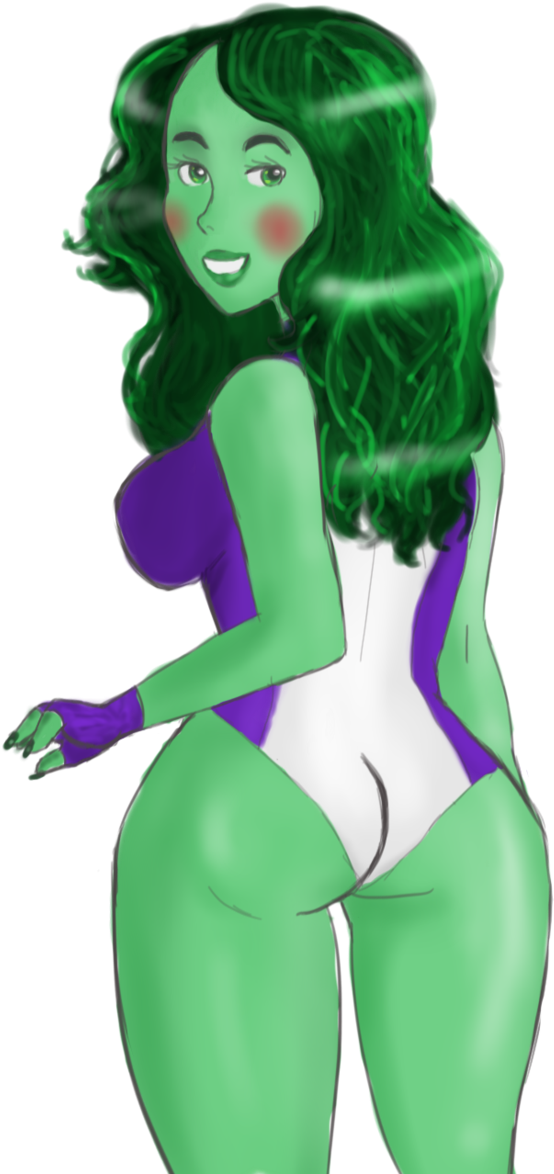 Butt Drawing She Hulk - Cartoon (667x1198), Png Download