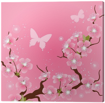 Card With Stylized Cherry Blossom Flowers - Cherry Blossom (400x400), Png Download