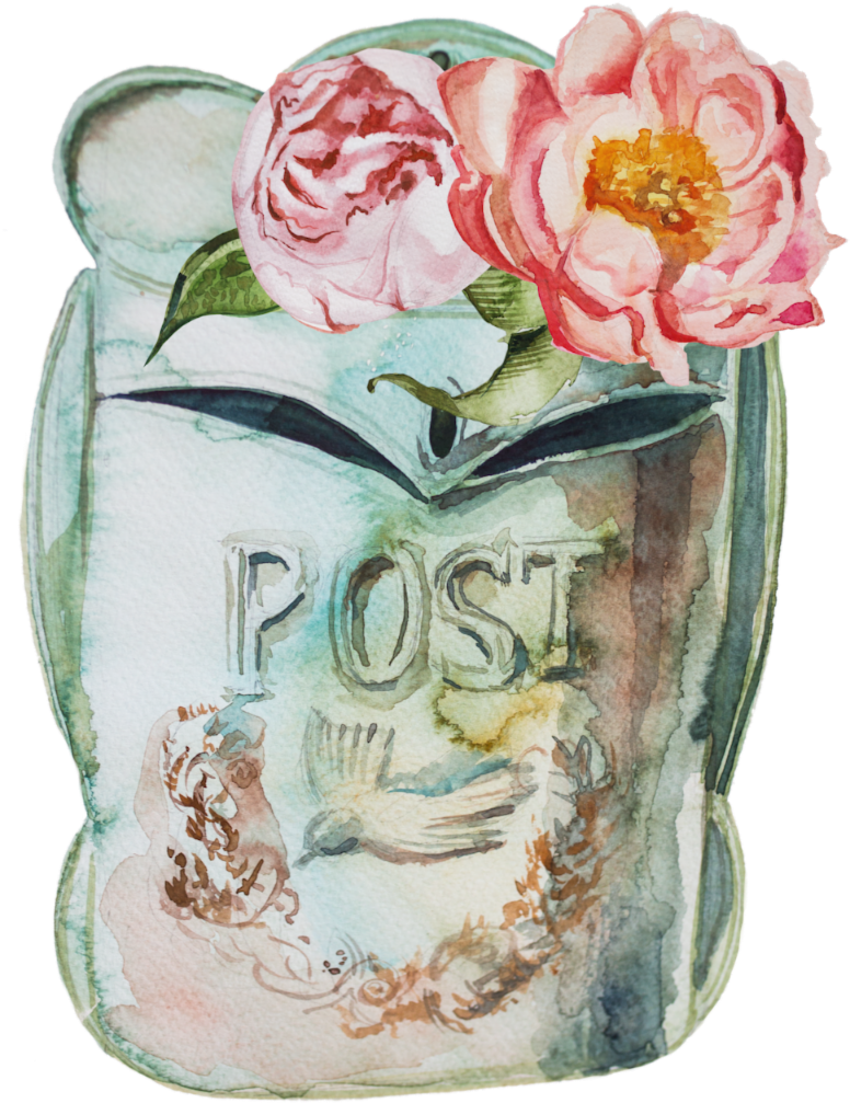 Post Vintage Mail - Garden Roses (800x1042), Png Download