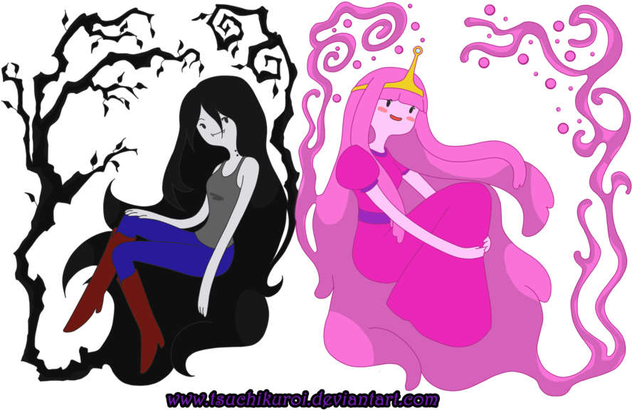 Marceline And Bubblegum Princess By Tsuchikuroi-d4wyky8 - Princess Bubblegum And Marceline Png (900x590), Png Download