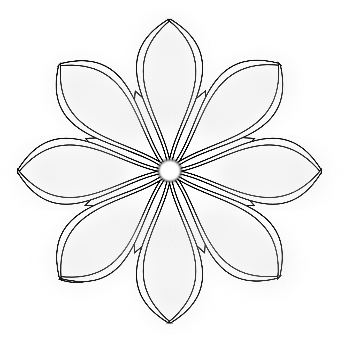 Black Flower Png - 8 Petals Flower Template (1331x1326), Png Download
