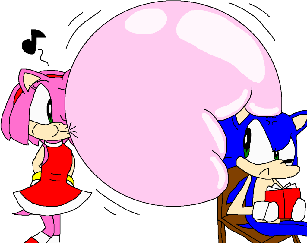 Amy Blows A Fast Bubble Gum By Pokegirlrules On Deviantart - Cartoon (1024x819), Png Download