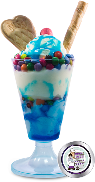 Blue Bubblegum - Blue Ice Cream Sundae (450x717), Png Download