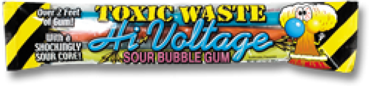 Toxic Waste Bubble Gum Rope High Voltage 12ct - Toxic Waste Hi-voltage Sour Bubble Gum (800x800), Png Download