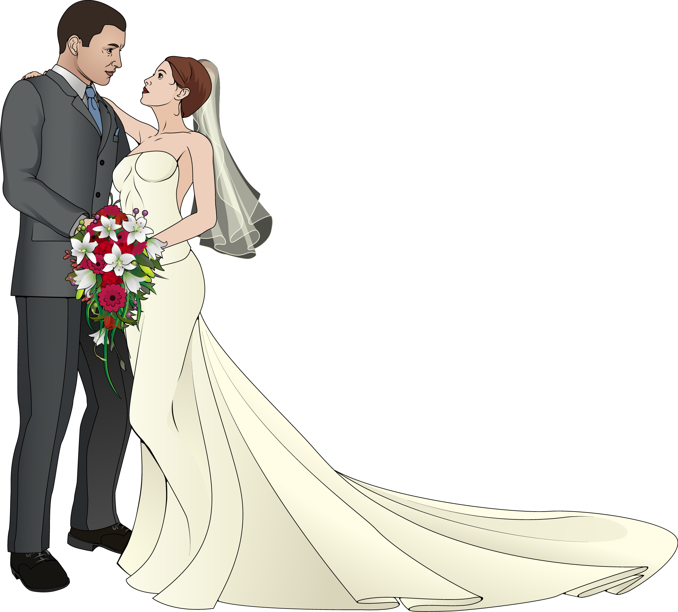 Clip Freeuse Download Clip Art Bride Transprent Png - Wedding Couple Clip Art (2173x1962), Png Download