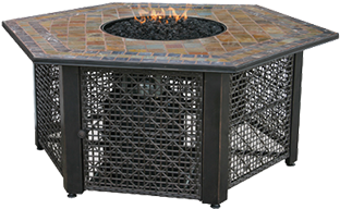 Chef Master Gad1374sp Fire Pit, Outdoor - Hexagon Fire Pit Table (376x338), Png Download