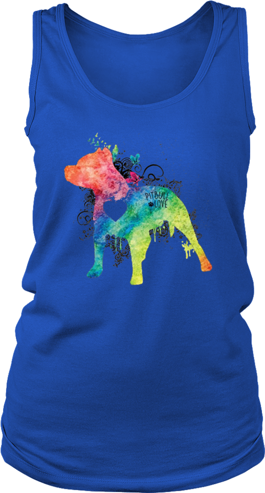 Pitbull Love Watercolor Zen T-shirt - <3 Country Music (ladies) - District Womens Tank (960x960), Png Download