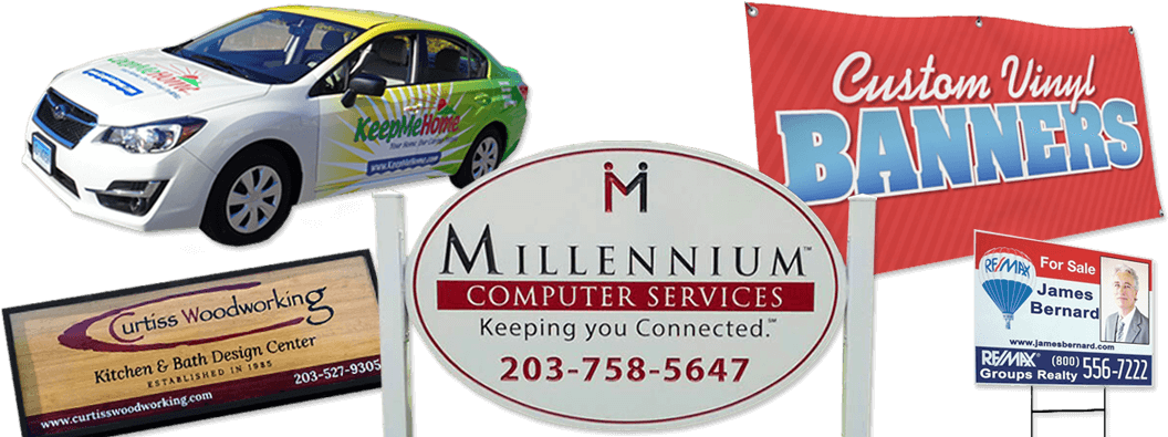 Signs And Vehicle Wraps, East Haven, Ct - Banner Signs Png (1100x415), Png Download