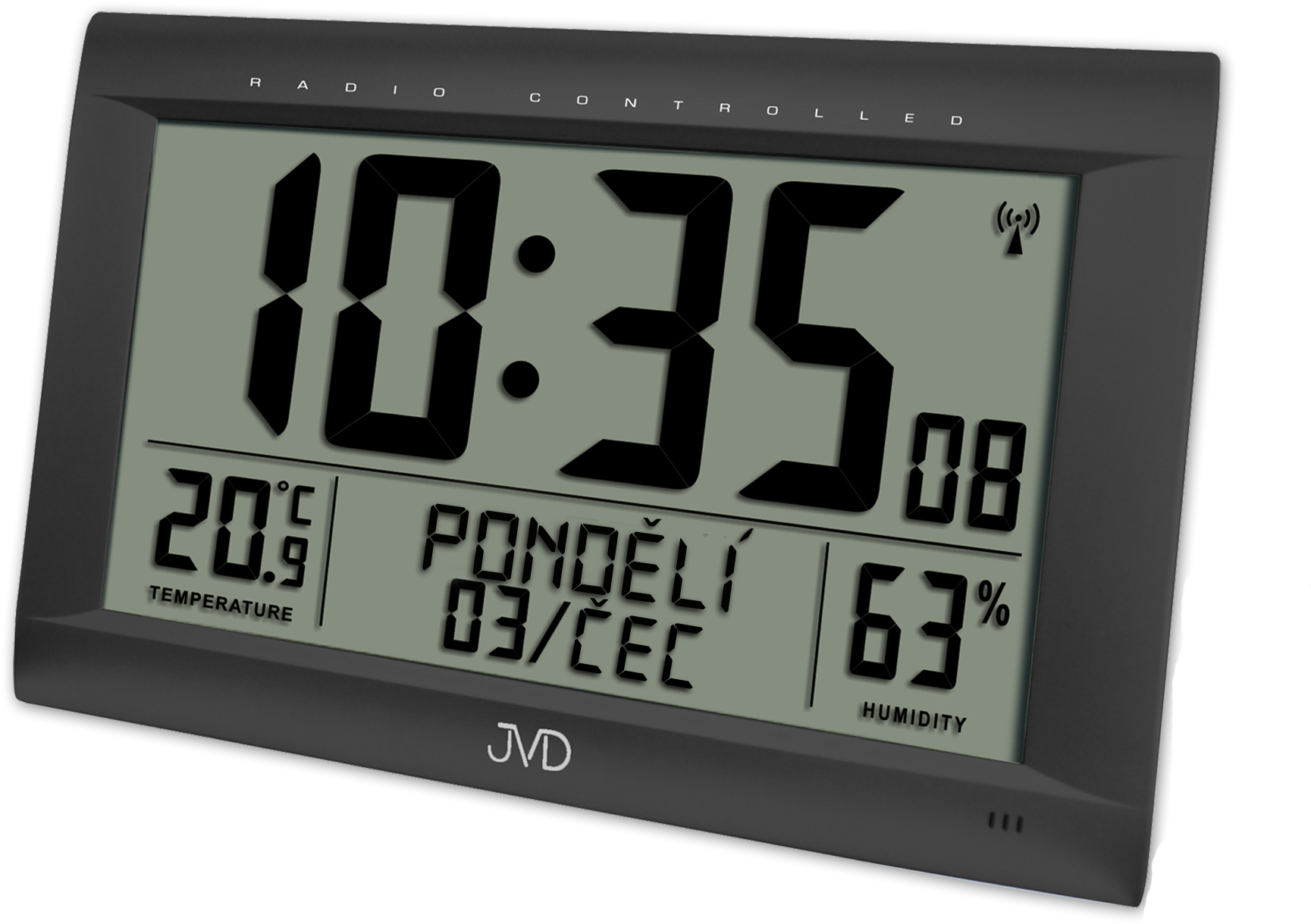 Radio-controlled Digital Clock With An Alarm Clock - Rádiem Řízené Digitální Hodiny S Budíkem Jvd Černé (1814x1276), Png Download