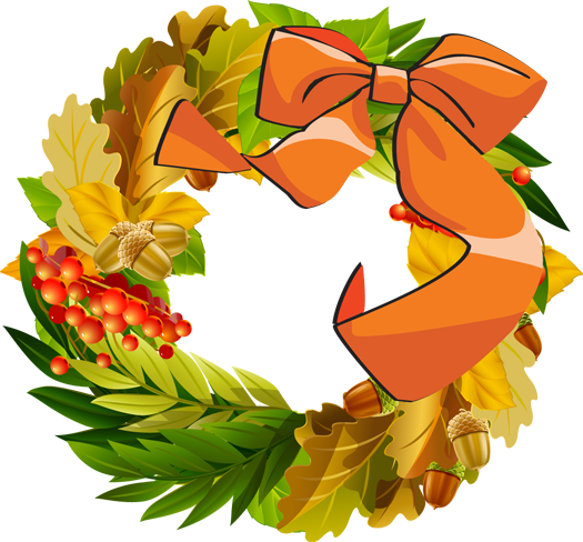 Reef Clipart Autumn - Fall Wreath Clip Art (525x488), Png Download