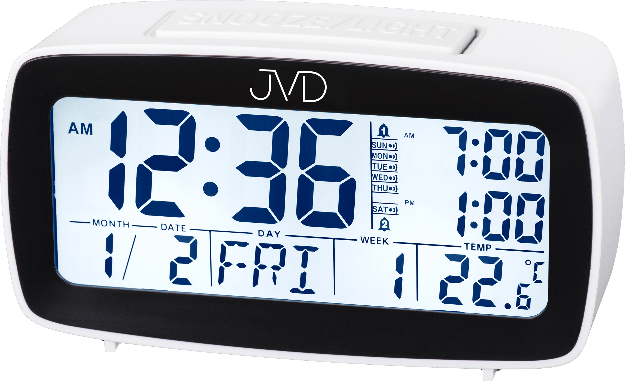 Digital Alarm Clock Jvd Sb82 - Budzik Jvd Sb82.2 Alarmy Termometr Sensor Light (2732x2048), Png Download