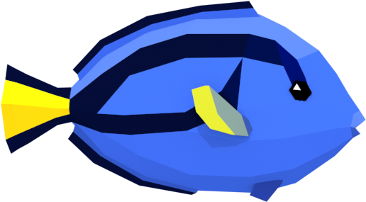 Lowpoly Colorful Reef Fished - Blue Tang (600x600), Png Download