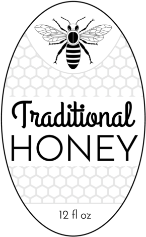 Oval Honey Bottle Label Pre-designed Label Template - Black And White Honey Labels (321x500), Png Download