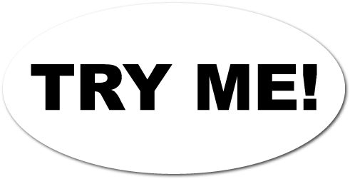 "try Me" Oval White Stickers - Try Me Sticker (500x500), Png Download
