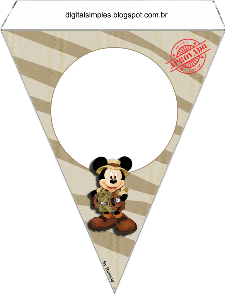 Mickey Y Minnie De Safari Free Printable Bunting - Bandeirola Micky Safari Pra Imprimir (768x1005), Png Download