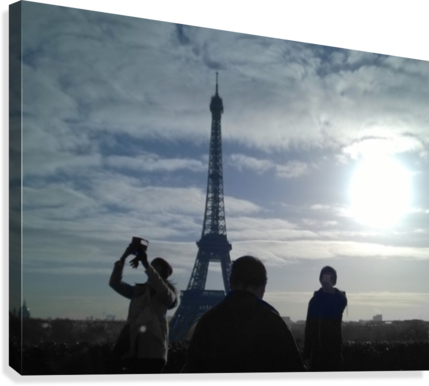Eiffel Tower Selfie Paris Canvas Print - Eiffel Tower (429x386), Png Download