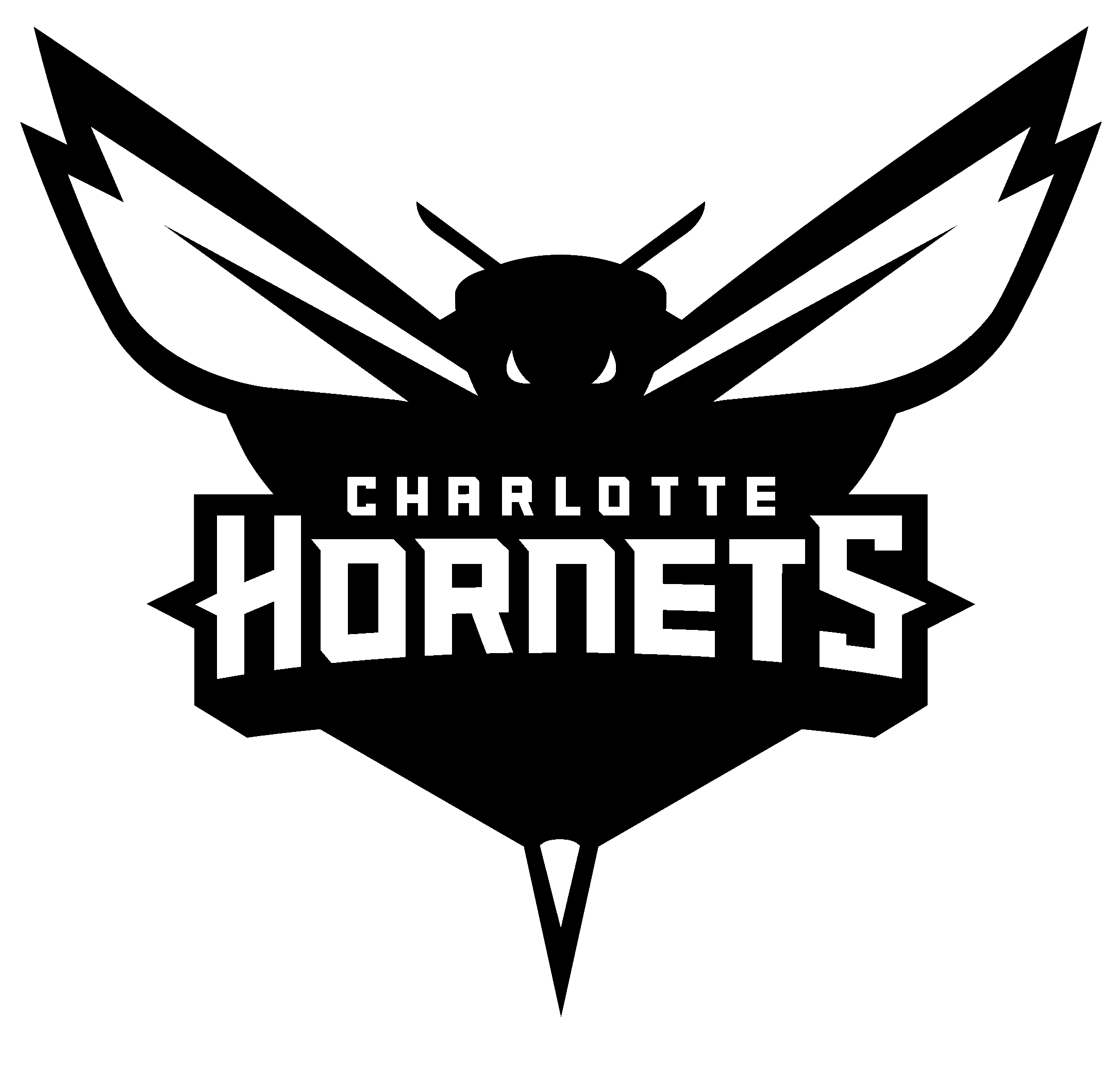 Charlotte Hornets 2 Logo Black And Ahite - Charlotte Hornets (2400x2400), Png Download
