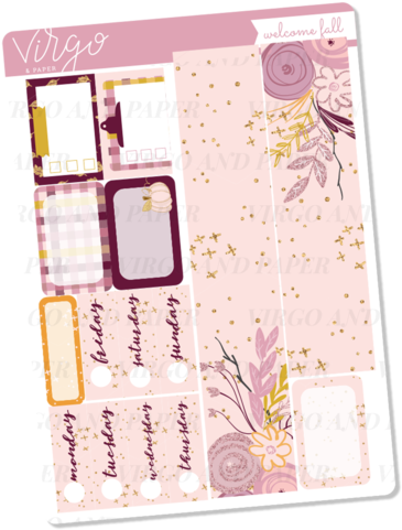 Welcome Fall Washi Date Covers Sticker Sheet - Paper (500x500), Png Download