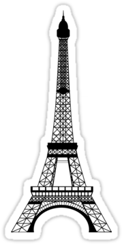 "black Eiffel Tower" Stickers By Beachbumfamily - Eiffel Tower Bonjour (375x360), Png Download