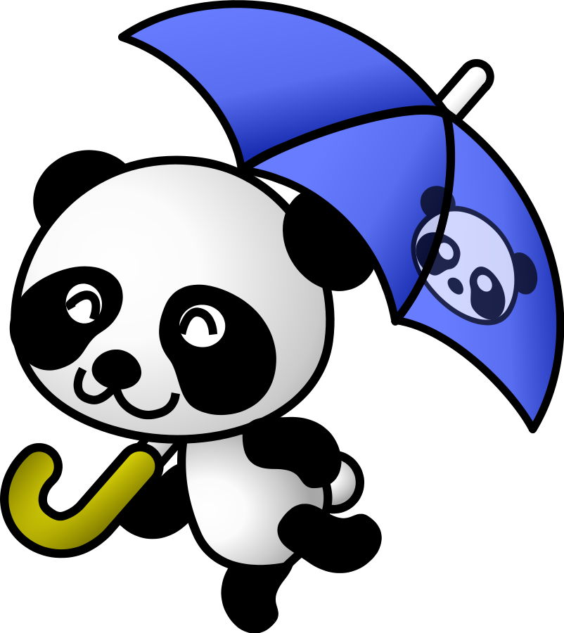 Panda, Animal, Rain, Umbrella, Cute, Bear, Teddy Bear - Cartoon Panda With Umbrella (570x640), Png Download