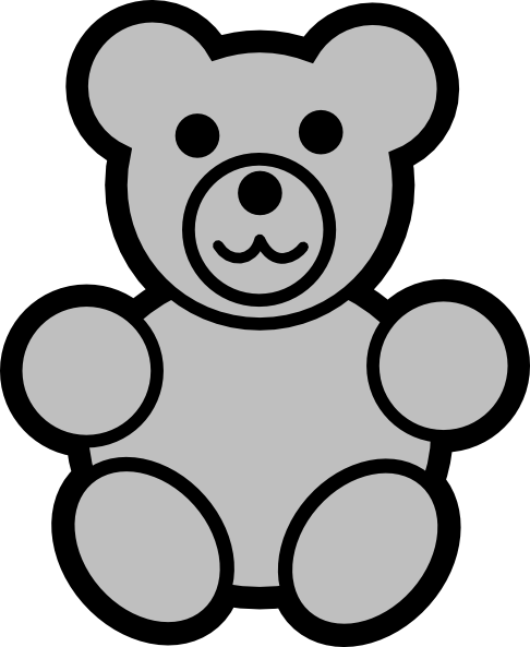 Bears Clipart Grey Bear - Teddy Bear Clip Art Black And White (486x593), Png Download