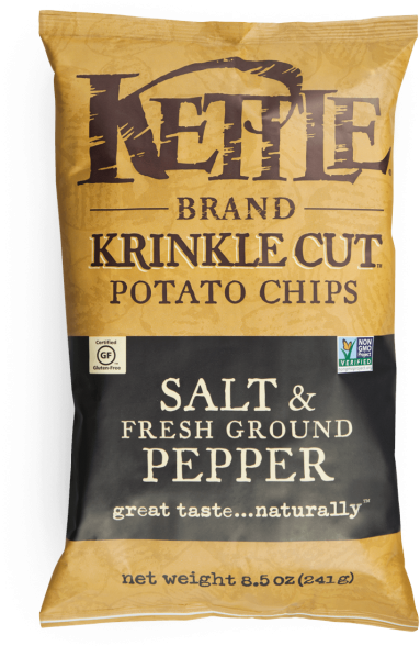 Salt & Fresh Ground Pepper Krinkle Cut Potato Chips - Kettle Brand Kettle Foods Krinkle Cut Potato Chips (500x649), Png Download