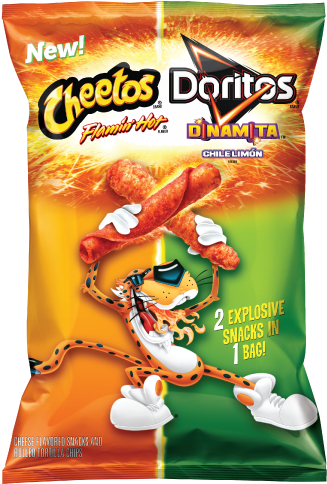 Cheetos Crunchy Flamin Hot Doritos Dinamita Chile Limon (334x483), Png Download