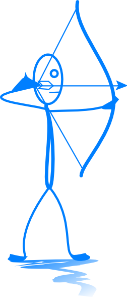 Blue Stickman Shooting Arrow Svg Clip Arts 252 X 586 (252x586), Png Download