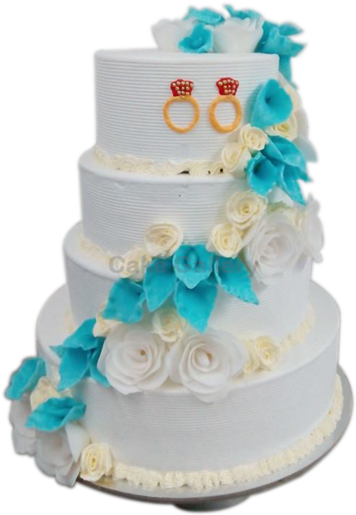 Blue Rose Wedding Cake - Wedding Cake Blue Png (800x800), Png Download