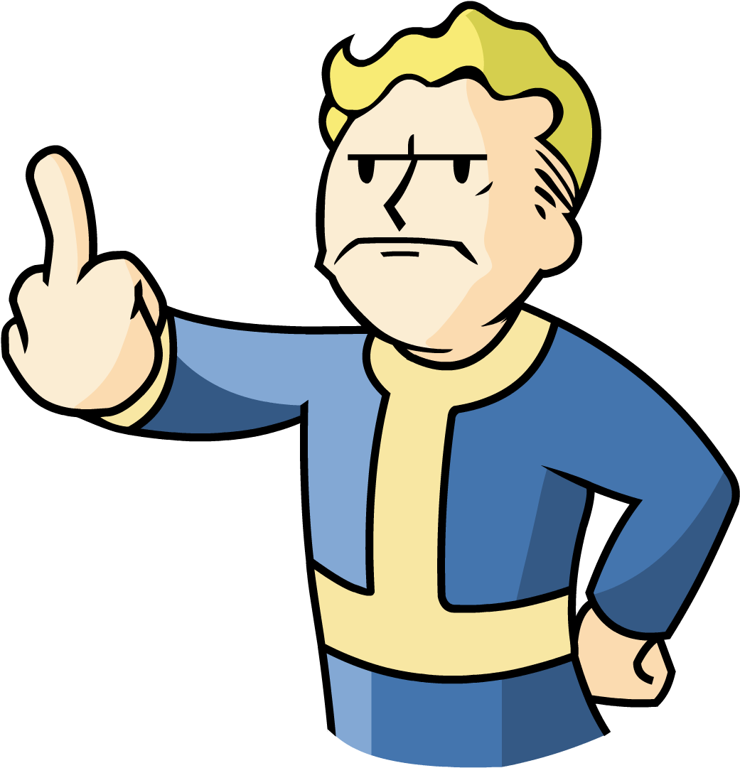 New Vegas Fallout 3 Fallout 4 Fallout Shelter The Elder - Vault Boy Middle Finger (1139x1158), Png Download
