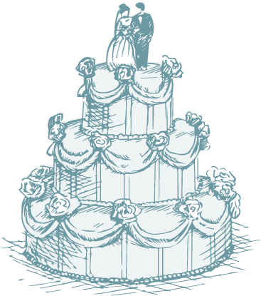 Drawing Of Wedding Cake - Wedding Cakes (419x457), Png Download