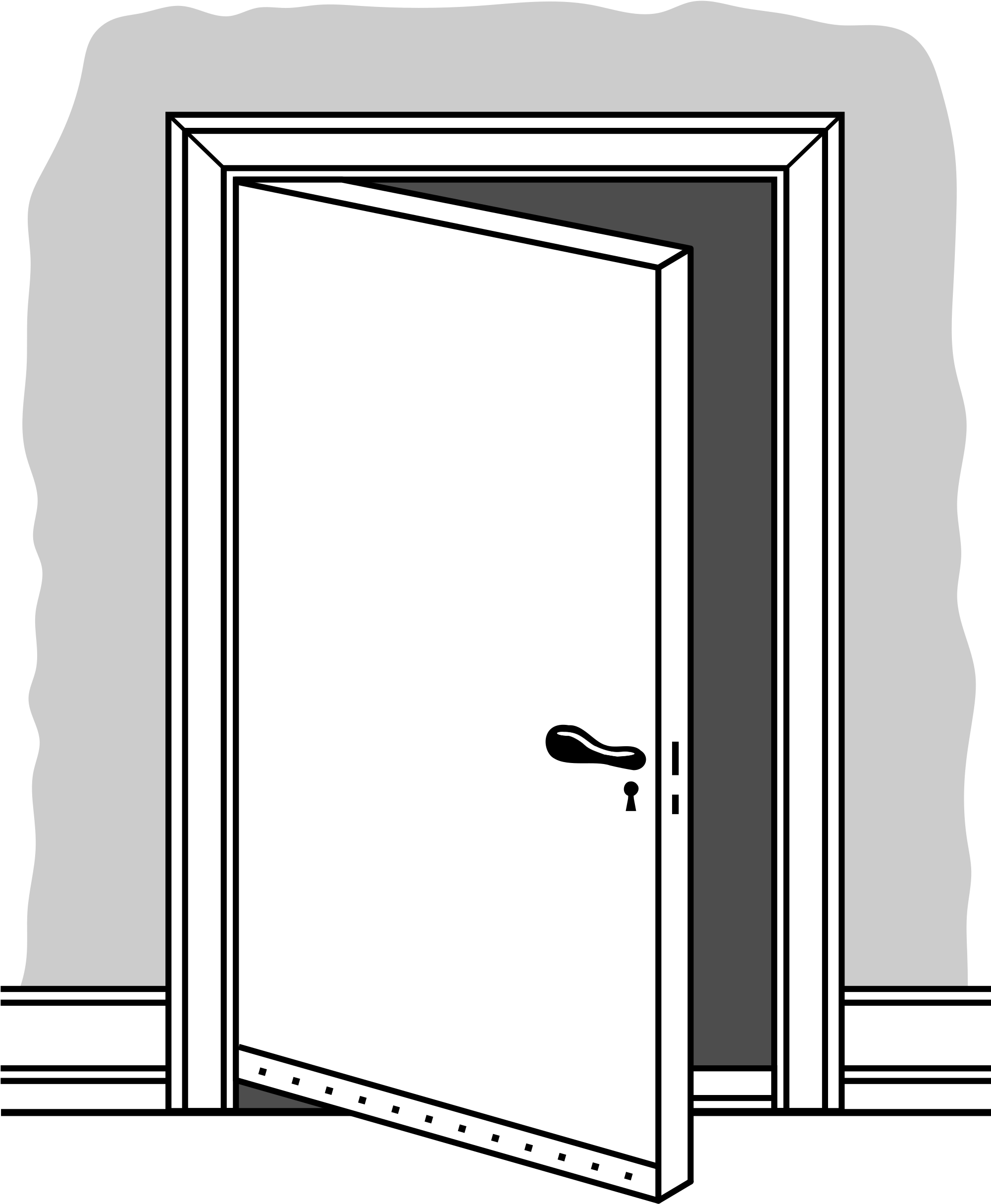 Open - Door Png Black And White (2000x2512), Png Download