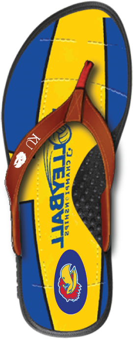 Kansas Jayhawks Volleyball Flip Flops - Volleyball (374x779), Png Download