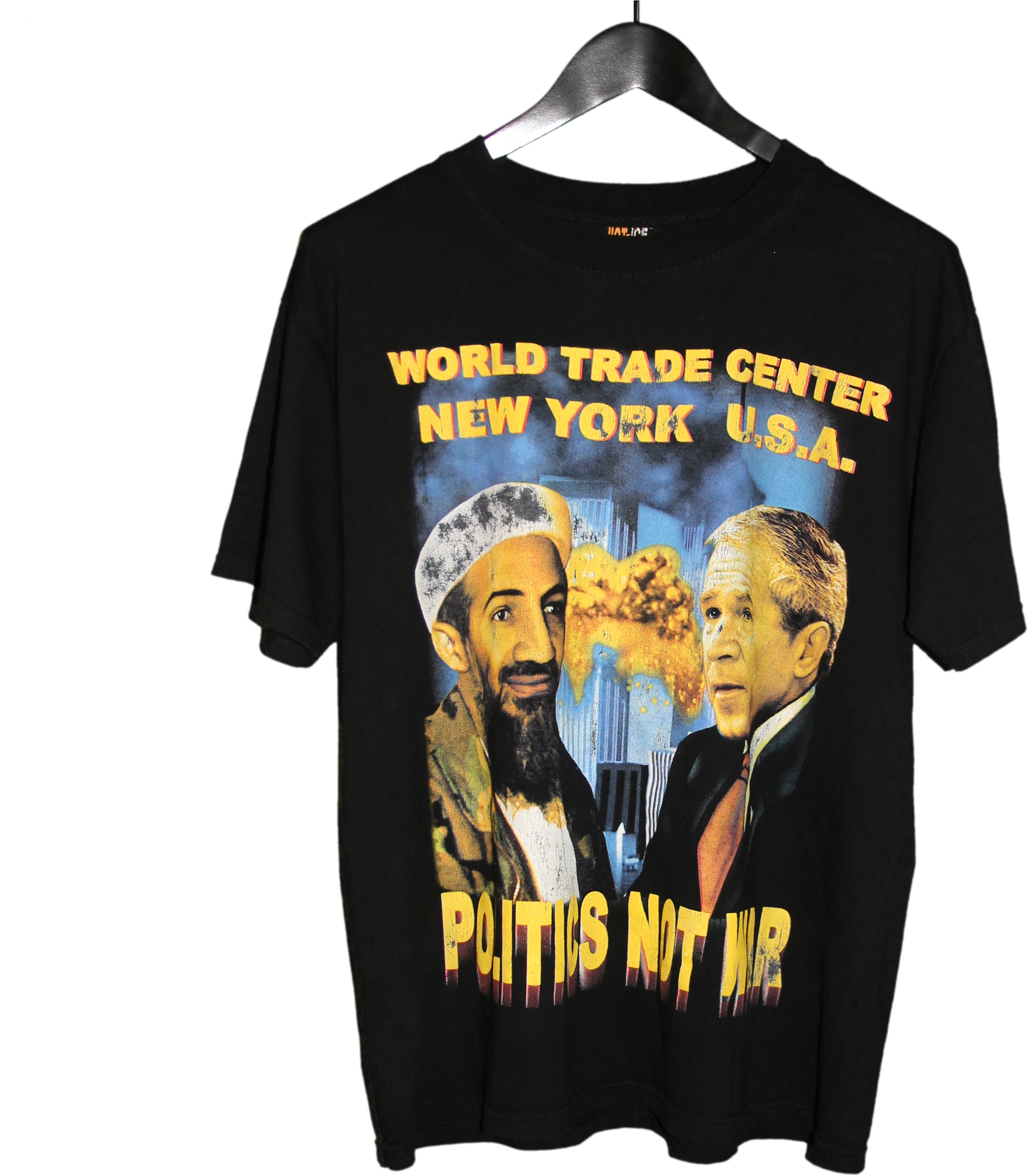 Osama Bin Laden & George Bush Politics Not War T-shirt (3368x3567), Png Download