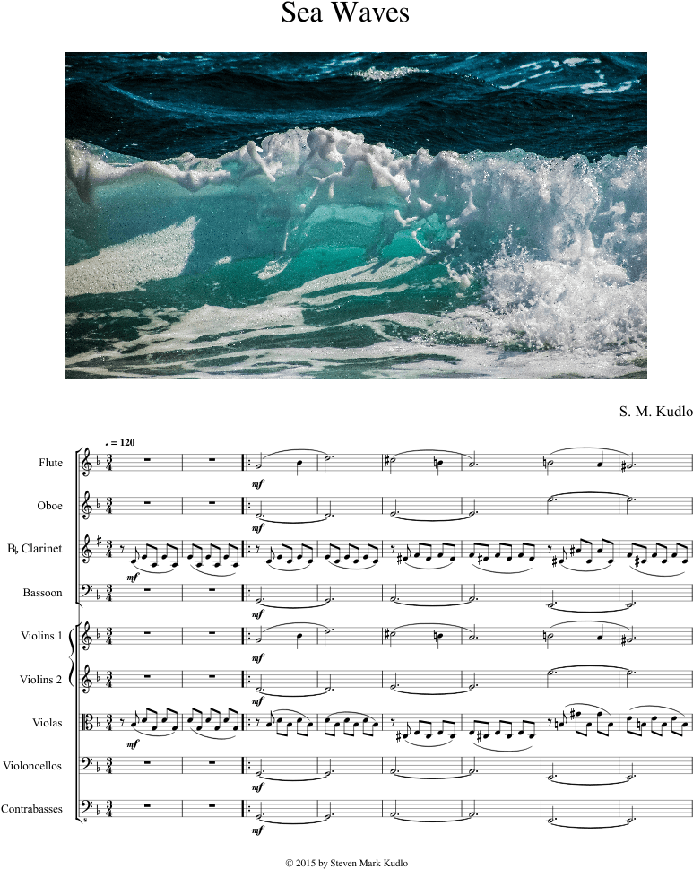 Sea Waves Sheet Music For Flute, Clarinet, Oboe, Bassoon - High Resolution Images Of Oceans And Seas (850x1100), Png Download