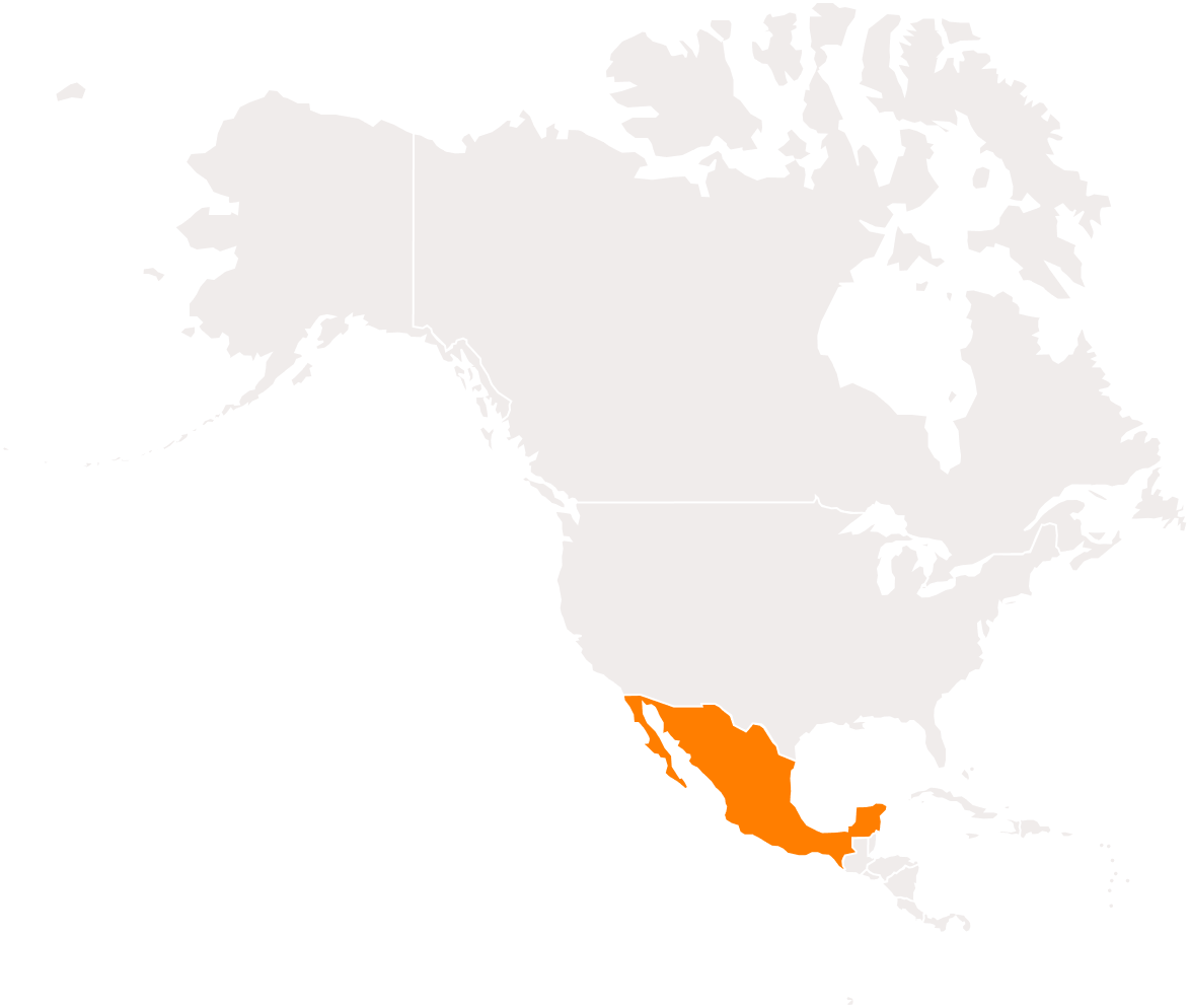 Mexico Mexico - Large Blank Map Of North America (1174x994), Png Download