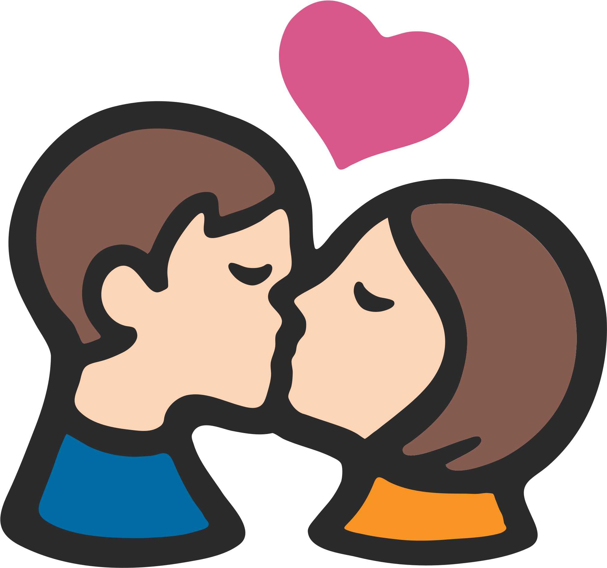 Couple Emoji Transparent - Emojis Kissing Each Other (2000x2000), Png Download