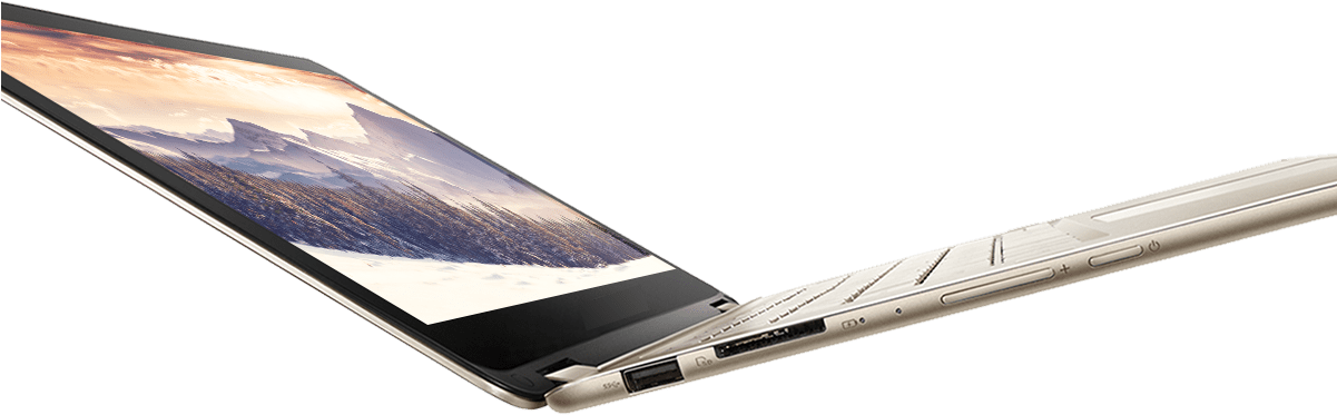 New Convertible Chromebook 'kevin' In Early Production - Asus Zenbook Flip Gold (1200x439), Png Download