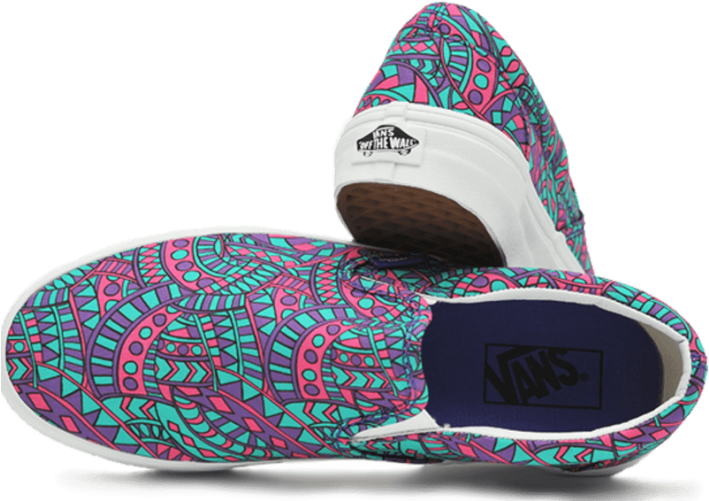Vans Classic Slip-on Liberty Satchmo/true White Sneakers - Slipper (717x500), Png Download