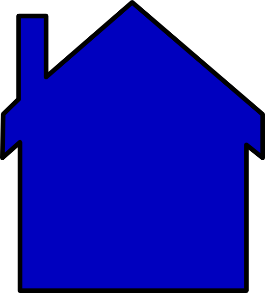 Cool Idea House Outline Roof Clip Art - Blue House Clip Art (540x598), Png Download