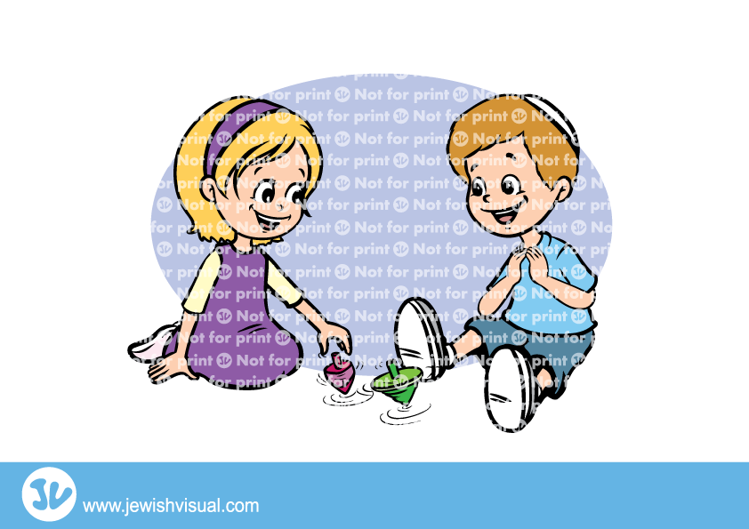Playing With Dreidel - ילדים משחקים בסביבונים (842x595), Png Download
