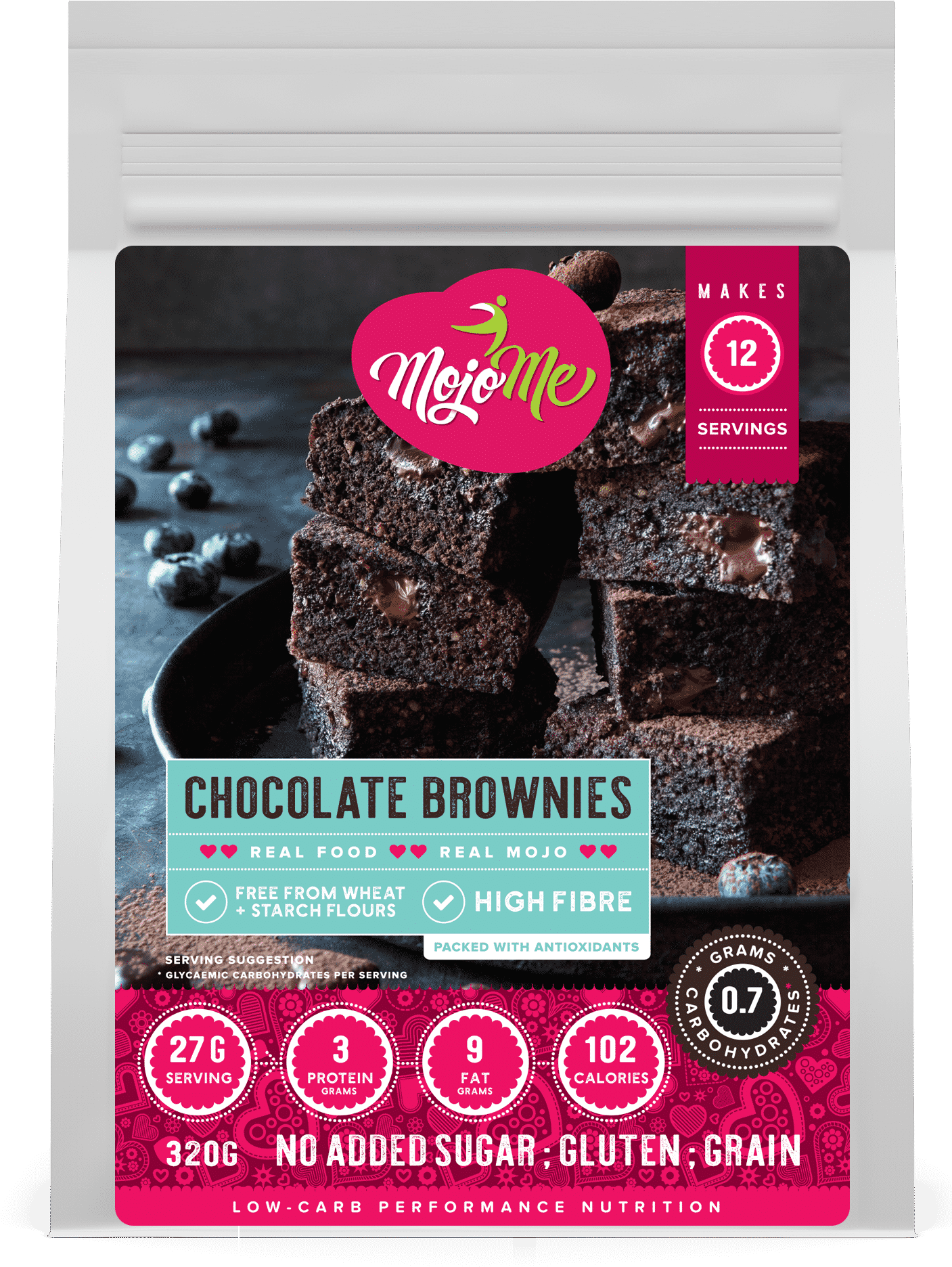 Mojome Low Carb Sugar Free Chocolate Brownies 320g - Low-carbohydrate Diet (1440x2160), Png Download