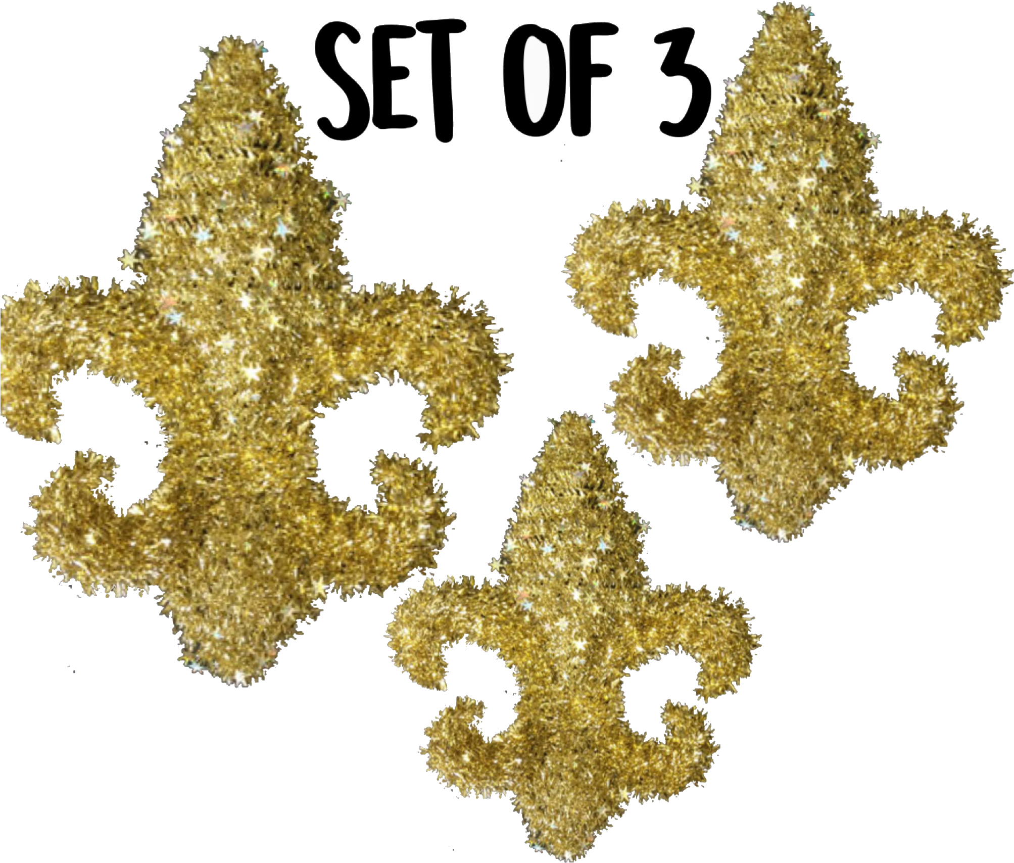 3 Pc Set Of Gold Tinsel Fleur De Lis Decor 20705 Louisiana - Tree (2048x1979), Png Download