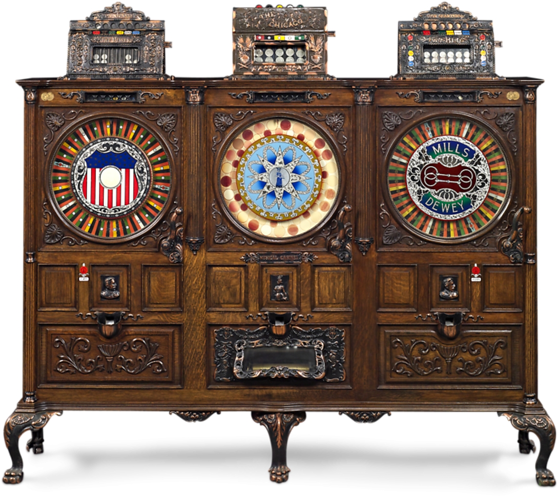 The Mills Dewey-chicago Triplet Slot Machine - China Cabinet (1351x1080), Png Download
