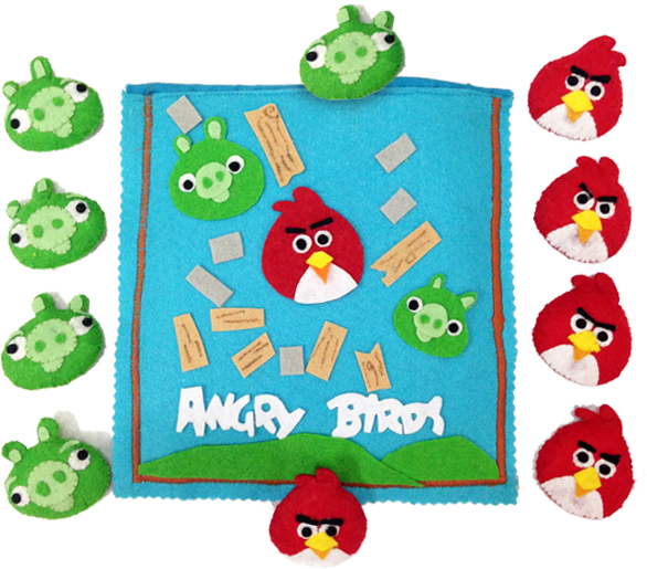 Felt Handmade Angry Bird Tic Tac Toe Game - Cartoon (588x586), Png Download