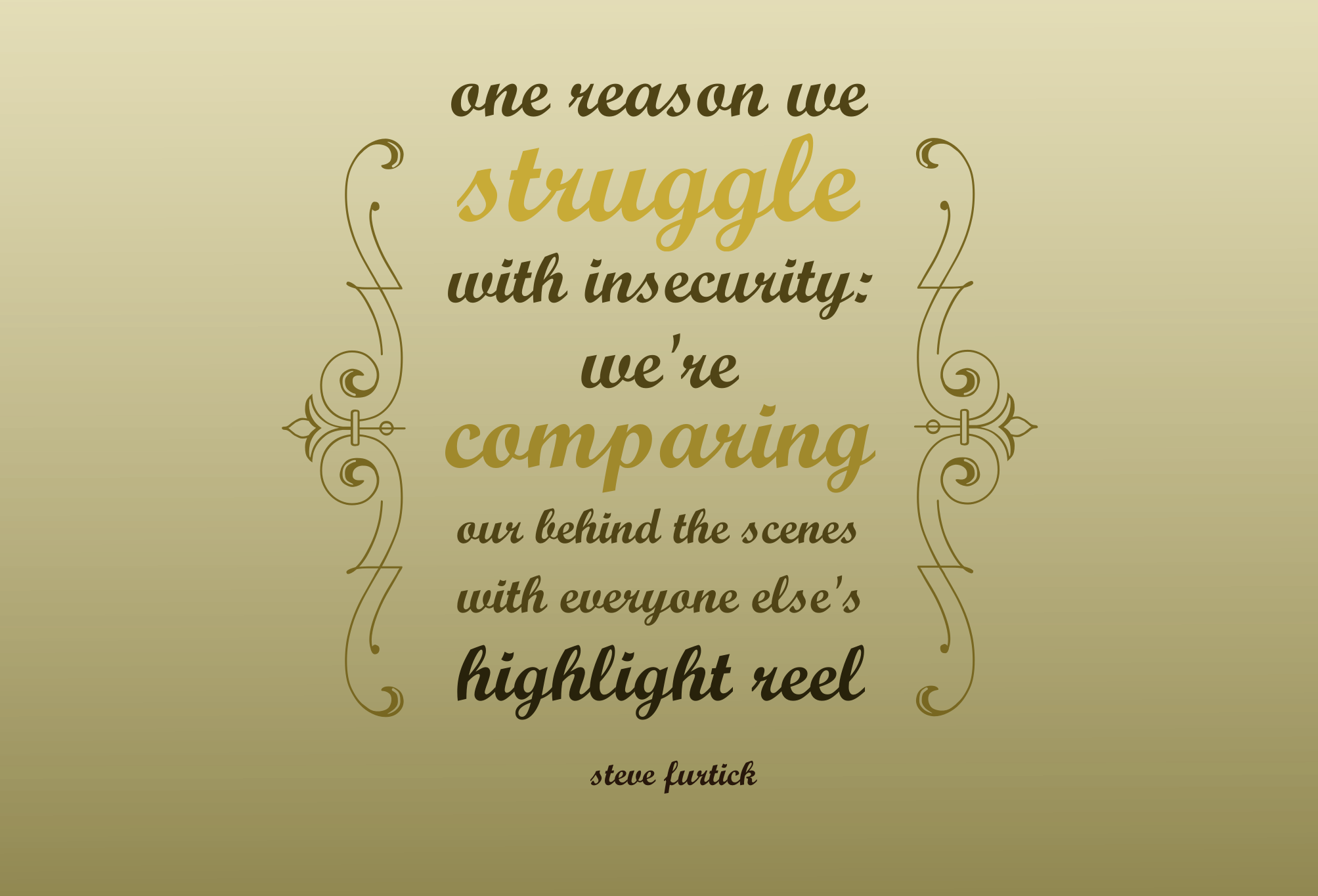 Highlight Reels Vs Behind The Scenes - Steve Furtick Insecurity Quote (2007x1365), Png Download