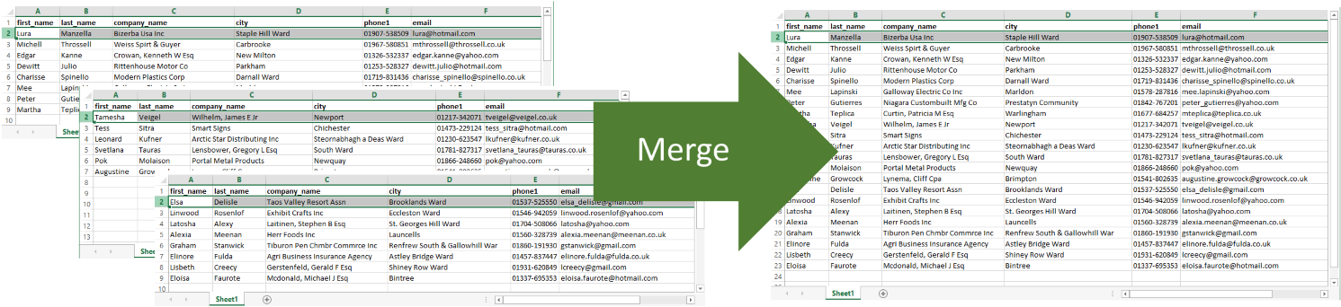 Merge Excel Files Same Columnsx1500 - Excel Spreadsheet Merge (1500x353), Png Download